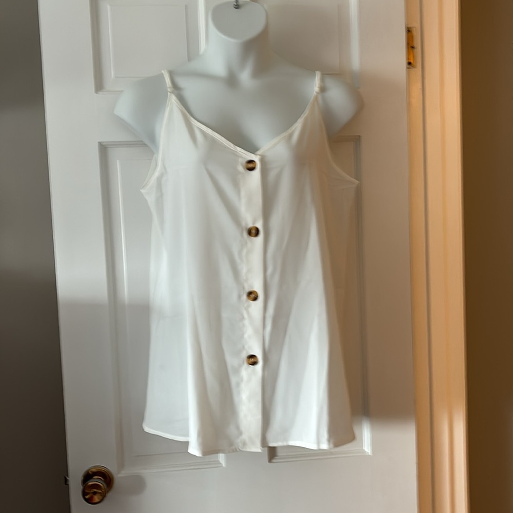 Spaghetti-strap Button Down Tank, Loose and Flowy, 2XL! NWT!